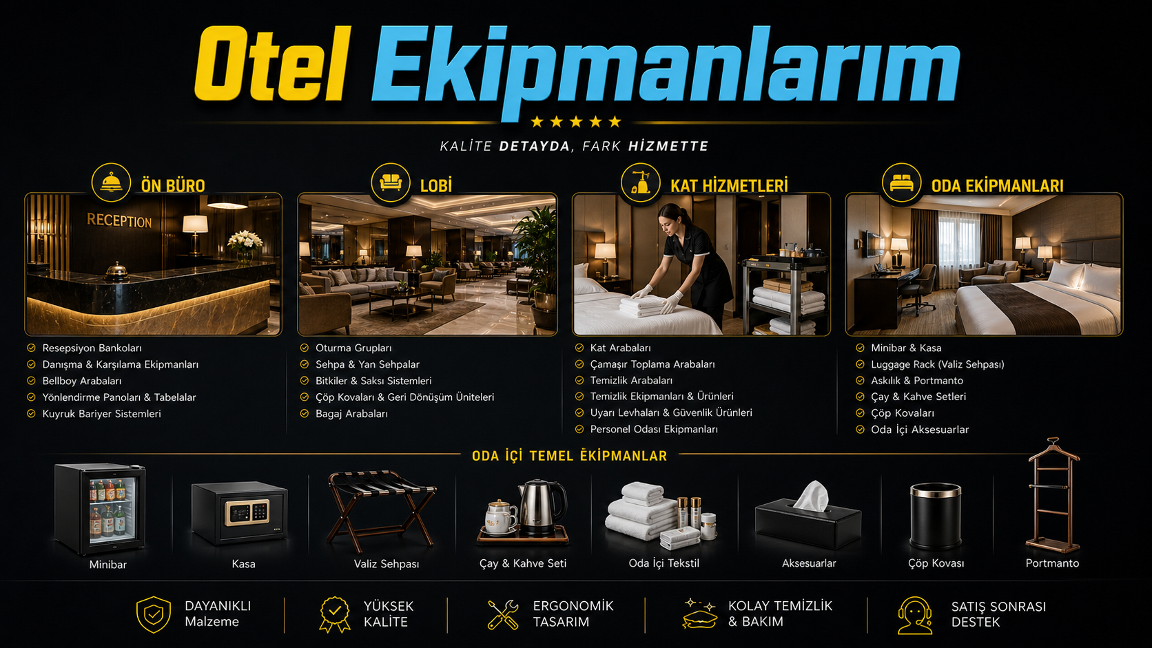 50 oda otel ekipman listesi